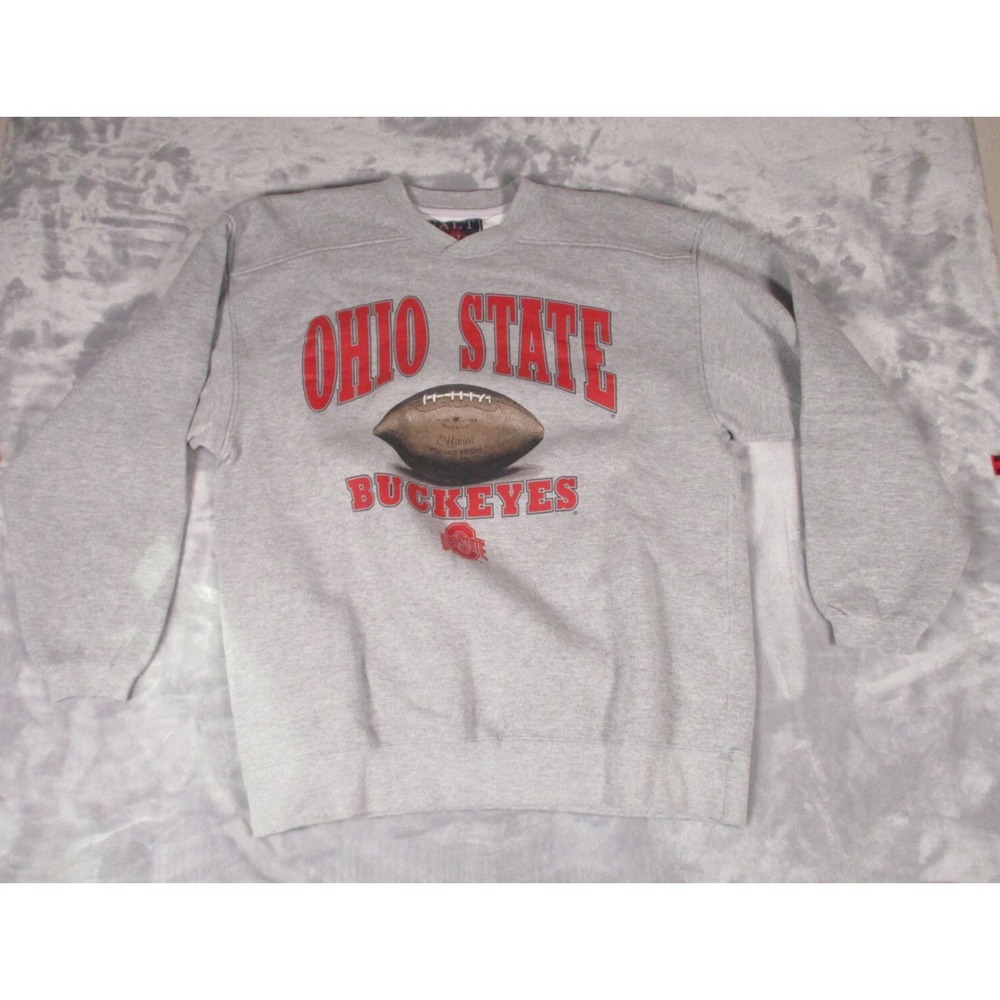 Vintage 90's Galt Sand Ohio State Buckeyes Football Gray Graphic Sweatshirt Sz L